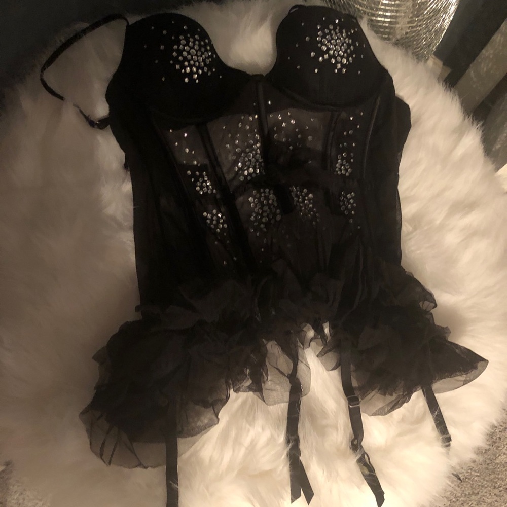 Lace and rhinestone corset